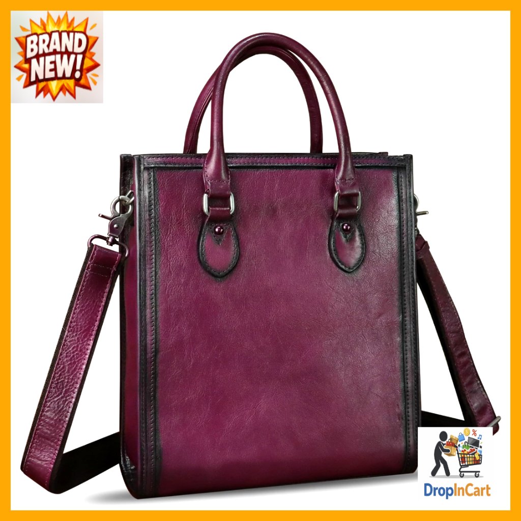 Genuine Leather Shoulder Bag Vintage Retro Satchel Tote Handmade Purse